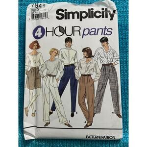 Simplicity 7941 Sewing pattern pleat front pants shorts size 12 14 16